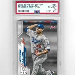 2020 Topps UK Edition BRUSDAR GRATEROL RC #155 ROOKIE PSA 10 GEM MINT DODGERS