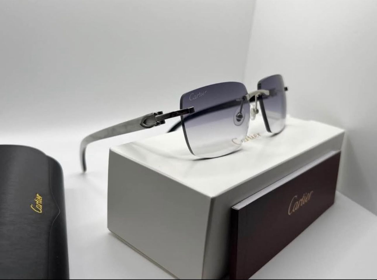 Cartier White Buffalo Horn Grey/Platinum Buffs Big C Decor Glasses PRICE FIRM