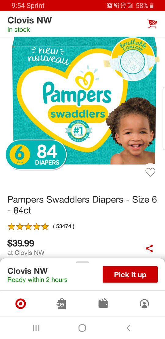 Pampers Swaddlers Diapers size 6 84 Count