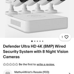 Defender Wired 8 Camera , 2 TB , With Cables NEW