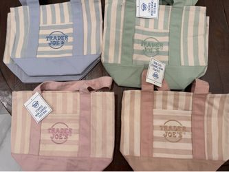 NEW Trader Joe’s Striped Mini Canvas Tote Bags – 4 Colors Available – Pick Up Only 🌈