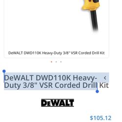 DeWALT DWD110K Heavy-Duty 3/8" VSR Corded Drill