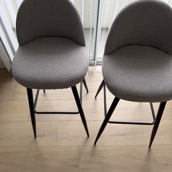 Set of 2 West Elm Gray Bar Stools – Like New