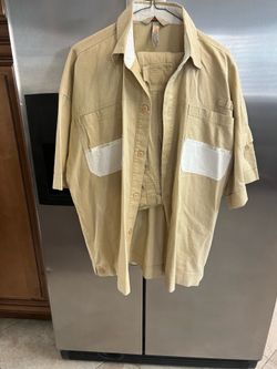 Beige Hiphop HistoryMen Short Set, size L
