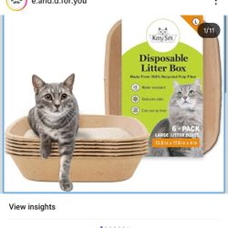 Kitty Sift (6-Pack) Disposable Cat Litter Box, Sustainable, Clean - Large, 6-Pack