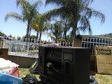 Stereo liquid speakers w/record player and 8 track player /radio