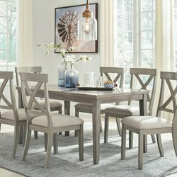 Parellen - Gray - 7 Pc. - Dining Room Table, 6 Side Chairs
