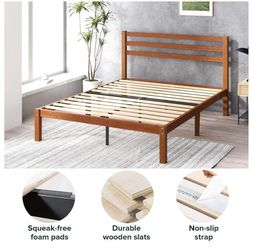 Bamboo Bed Frame, Headboard & Queen Mattress (< year old)