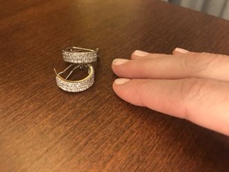 Cubic Zirconia Diamond Hoop Earings