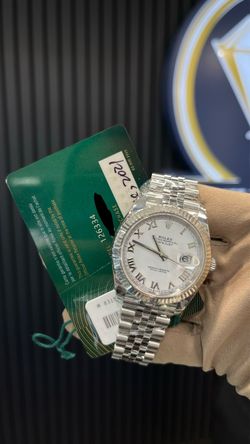 Rolex Datejust 41MM White Roman Dial 126334 Watch White Gold Fluted Bezel with Stainless Steel Bracelet 2021
