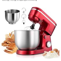 VEVOR Stand Mixer, 4.4 QT+6 QT Electric Kitchen Mixer, 300W Dough-Mixer, 10 Speeds Tilt-head Food-Mixer with Stainless Steel Bowls, Dough Hook, Whisk,