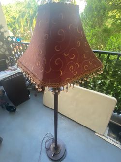 Vintage Style Floor Lamp with Red Beaded Shade