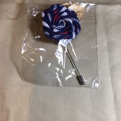 Gold Tone Fabric Flower Stick Pin