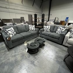 2pc Gray Sofa & Love Seat