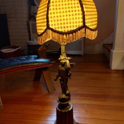 Old Antique Cherub Lamp With Shade