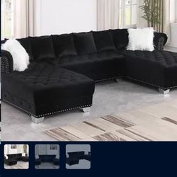 Black Velvet Couch 