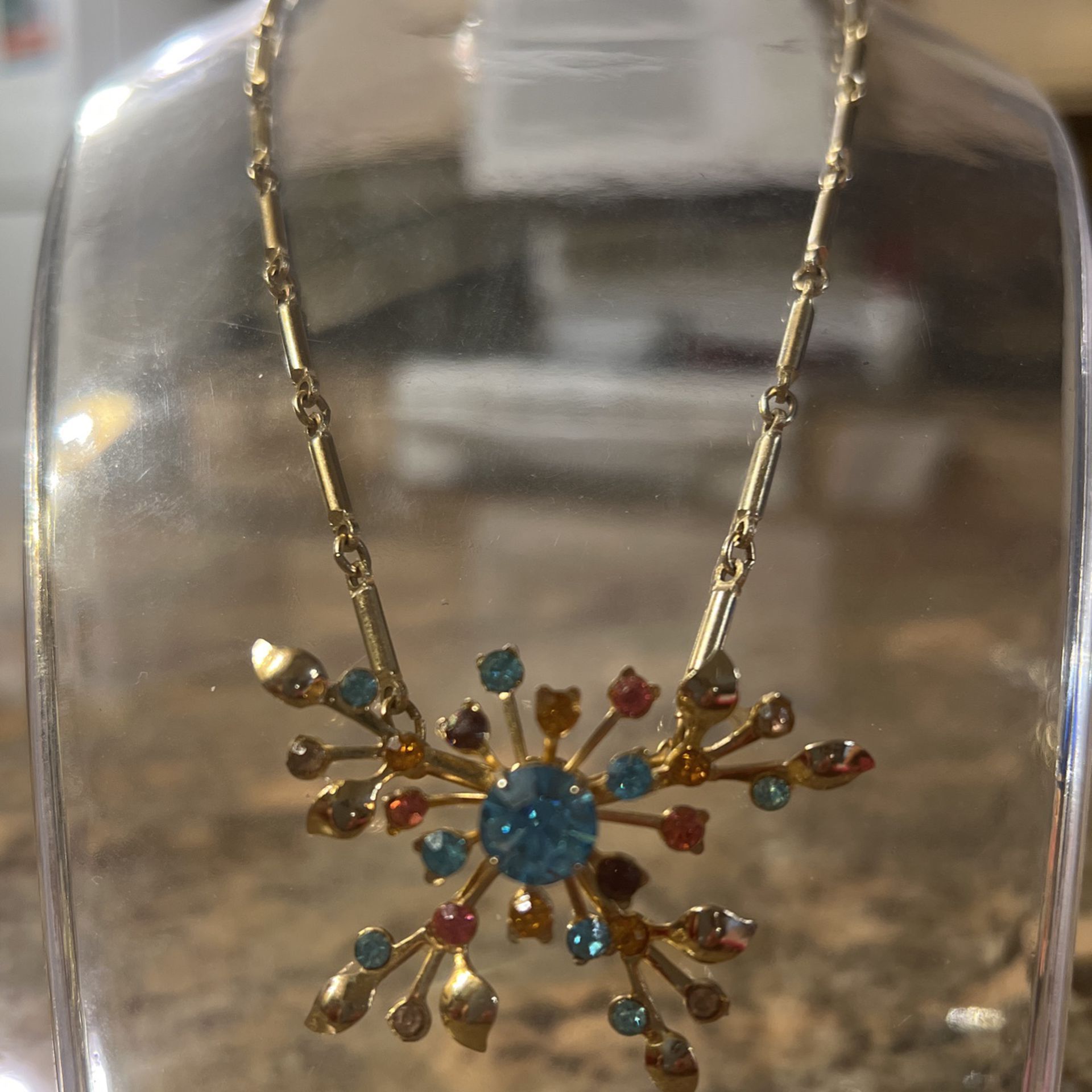 STERLING SILVER AND MULTICOLOR TOPAZ PENDANT NECKLACE 