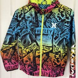 Boys Neon Beach Windbreaker Jacket Size Small Sharks - Simi Valley 