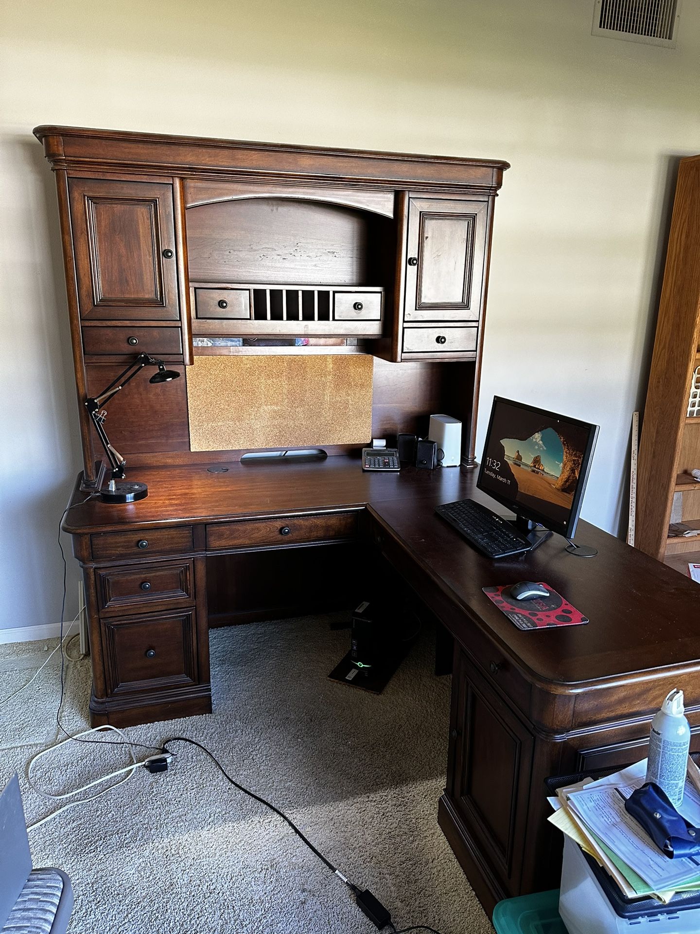 Beautiful L-shaped cabinet desk needs to go - make an offer!