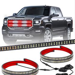 XRIDONSEN 2PCS 30 inch Truck Grill Emergency Lights Strip 360 LED Red White Grille Strobe Lights Flashing Warning Hazard Safety Waterproof...