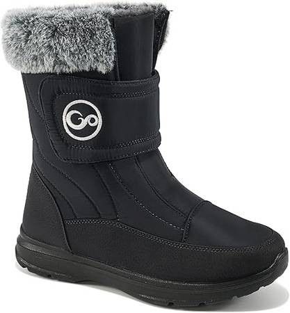 NEW SZ 6 Snow Boots for Women Winter Shoes: Warm Fur Lining Mid Calf Boots Women Anti Slip Waterproof Hook Loop Comfortable Outdoor Boot