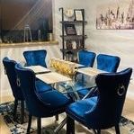 Navy Blue Dining Chair Tufted Upholstery