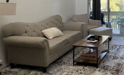 Grey Couch & Cushion Chair Ottoman