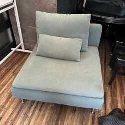 Contemporary Light Blue Fabric Chaise Lounge Chair