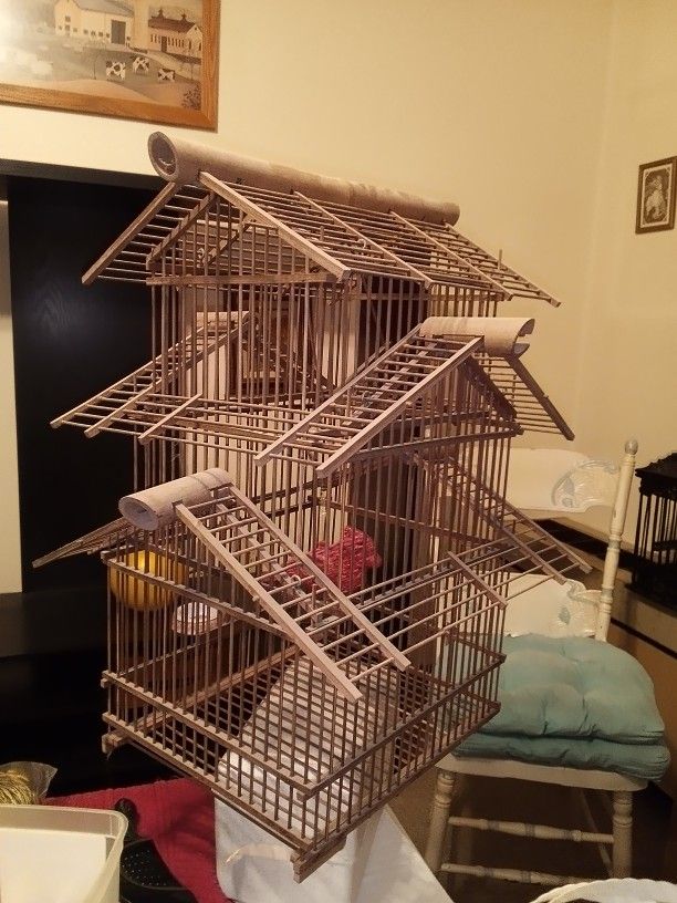 Vintage Multi Tiered Bamboo Birdcage