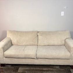 Beige Sleeper Sofa Couch with Pull-Out Bed