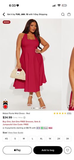 Fashion nova red Midi Dress 2xl 