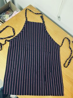 NEW BLACK AND PINK STRIPED BIB APRON