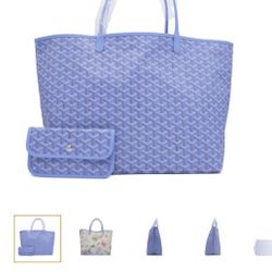 Large Blue Goyard Saint Louis GM Bag, tote Purse 41x26cm