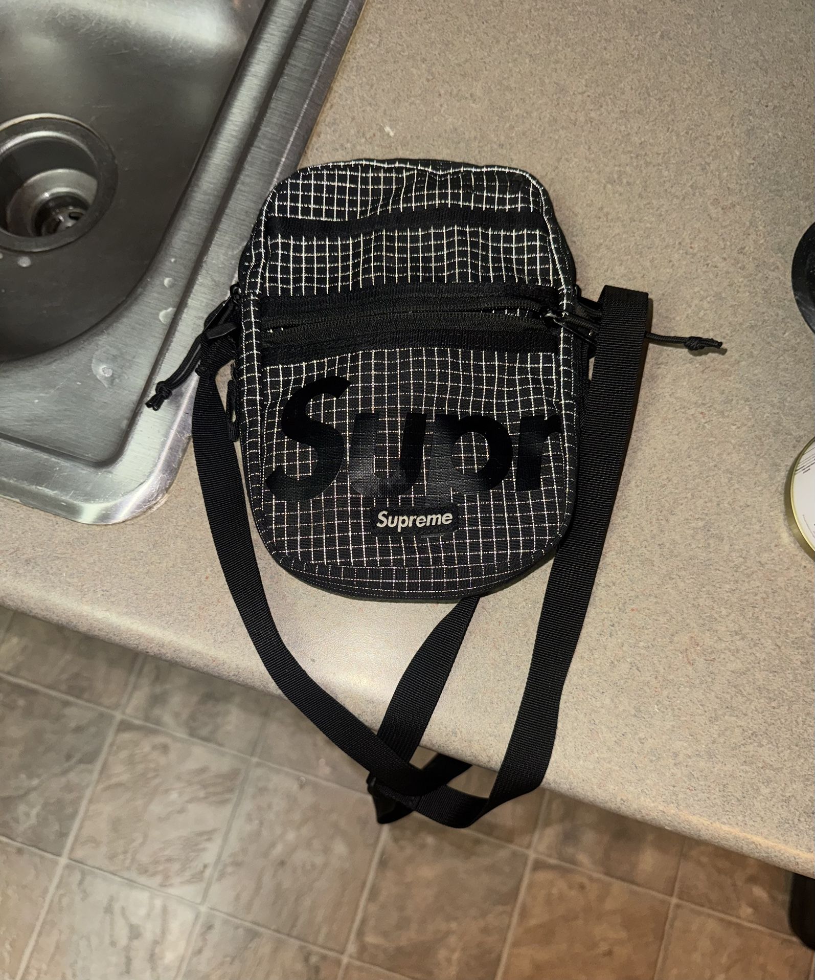 Supreme Black Reflective Shoulder Bag