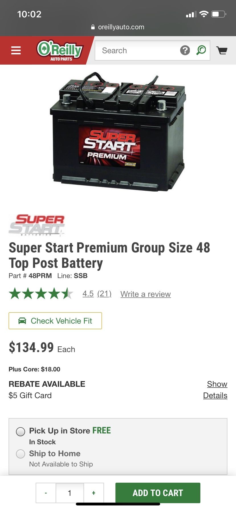 Super Start Premium 48PRM Car Battery