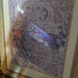Big Vtg Art Picture Framed