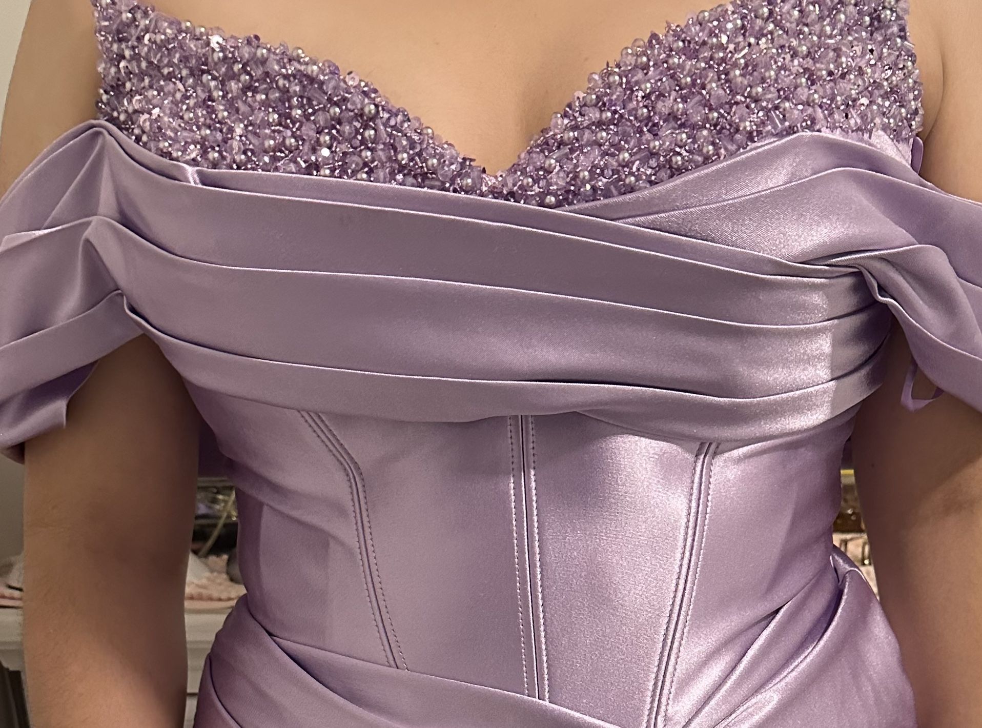 Lavender bedazzled dress with slit