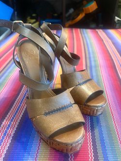 Tory Burch Cella Cognac Brown Leather Strappy Platforms Sandal Size 9.5 Boho
