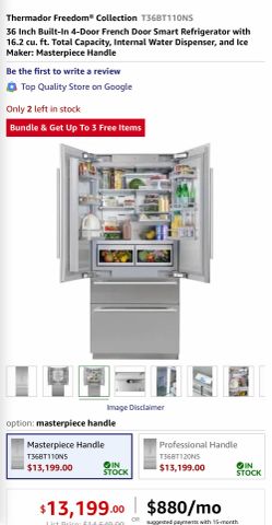 ❄️ Thermador Freedom® 36” Built-In 4-Door Smart Refrigerator Model: T36BT110NS  💲 MSRP: $13,199 🔥 Open Box Lux Price: $10,559 (20% OFF!)  Upgrade yo
