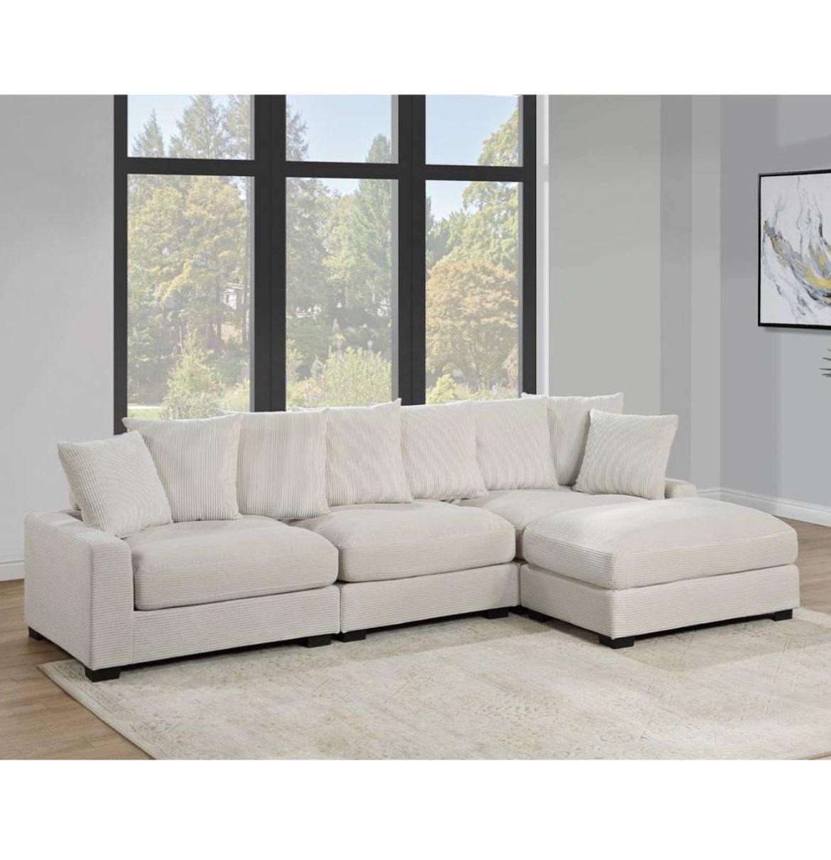 Ivory Or Grey Corduroy 4 Piece Modular Sectional Brand New In Box Firm Price $599