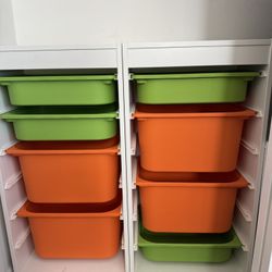 Kids Storage Organizer With Colorful Bins  - Set Of 2