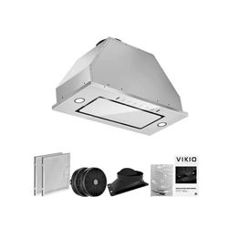 30 in. 900 CFM Ducted to Ductless Convertible Insert Stainless Steel Range Hood and White Glass With Permanent Filters