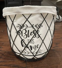 Bless This Home Lined Wire Basket
