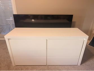 Modern High Gloss White 6 Drawer Dresser – Soft Close Drawers