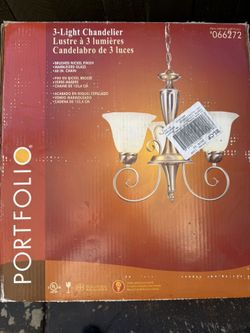 New brushed nickel Portfolio light fixture.