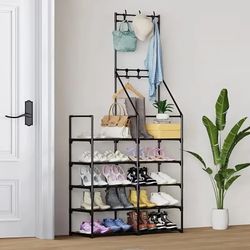 5-Tier Shoe Rack Shoe Storage Organizer, Freestanding Coat And Shoe Rack, 25-30 Pairs Shoe Shelf for Entryway Closet