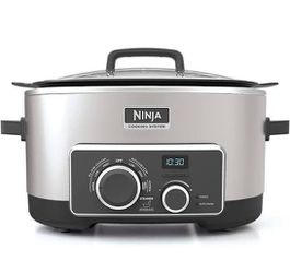 Ninja Multi-Cooker with 4-in-1 Stove Top, Oven, Steam & Slow Cooker Options, 6-Quart Nonstick Pot, and Steaming/Roasting Rack (MC950ZSS), Stainless