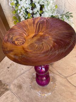Glass garden art  Birdbath
