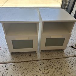 White IKEA Night Stands. 