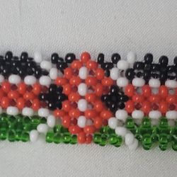 Handmade African Bracelet Kenya Flag With FATE Wording 9" Around 3/4" Wide